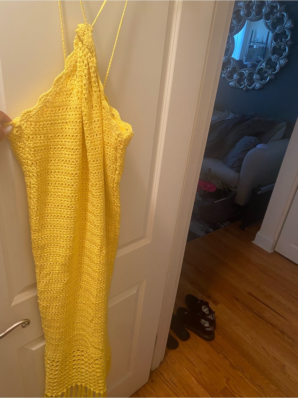 Fashion Nova Yellow Crochet Maxi Dress